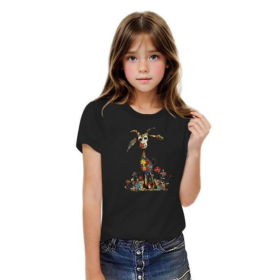 Ovbmpzd Toddler Tops Girls Black Cotton Funny Oversized Animal Print Graphic Tees Shirts for Toddlers 3 Years