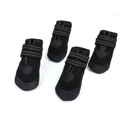 GOOHOCHY 4pcs Winter Warm Pet Dog Shoes Waterproof Small Boots Cloth Non-Slip Reflective Boots for Dogs Pet Accessories(Black)