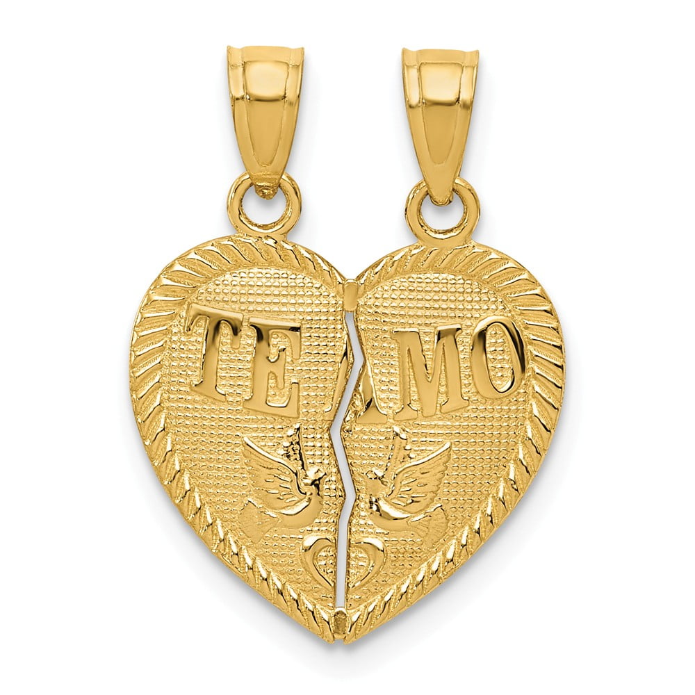 Sterling Silver Polished Te Amo Break Apart Heart Pendant