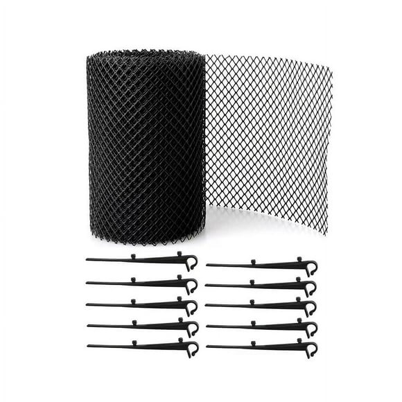 Jinsinto Mesh Gutter Guard Leaf Protection Mat Gutter Block Leaves Foam Debris Shield with Retaining Clips, Prevent Drain and Gutter Blockages, Black