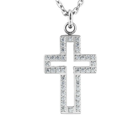 Cut Out Cross - ELYA Stainless Steel Cubic Zirconia Cut Out Cross Pendant