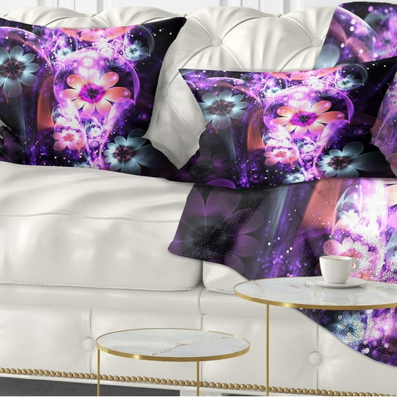 Designart 12" x 20" Purple Polyester Throw Pillow