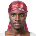 thumbnail image 4 of Vorkoi Men Women Laser Simulation Silk Long Tail Pirate Hat Polyester Bandana Headwrap Hip Hop Cloak Caps, 4 of 5
