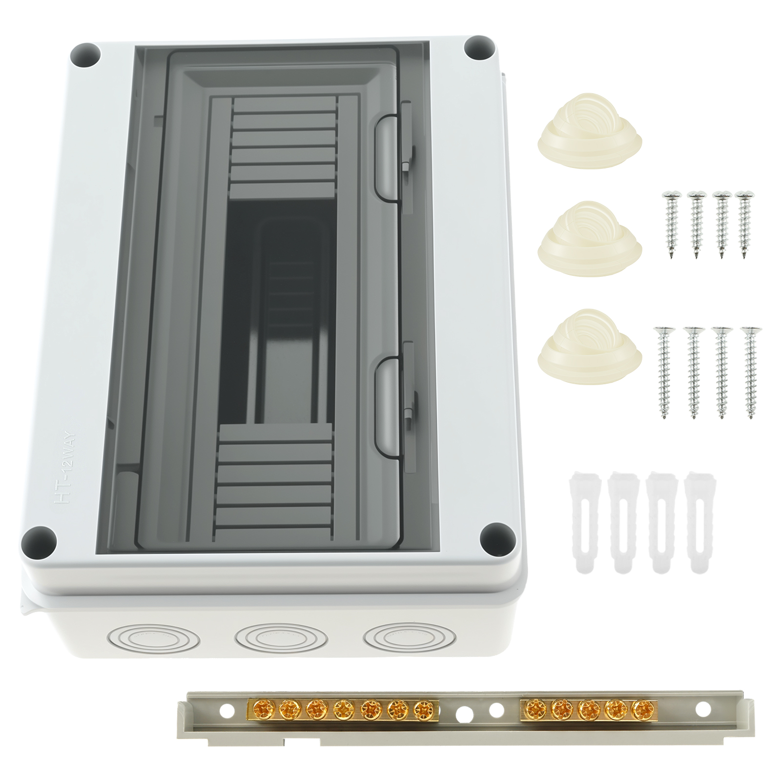 Distribution Box IP65 Waterproof Surface Mounted Circuit Breaker Box with Brass Clamps Transparent Cover for Outdoor Charging Station
