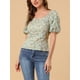 thumbnail image 5 of BLUSA FLORAL PARA MUJER INSPIRE CHIC CON ESCOTE CUADRADO EN FORMA DE CORAZÓN Y MANGAS ABULLONADAS, TOP CASUAL VERDE TALLA S, 5 of 7