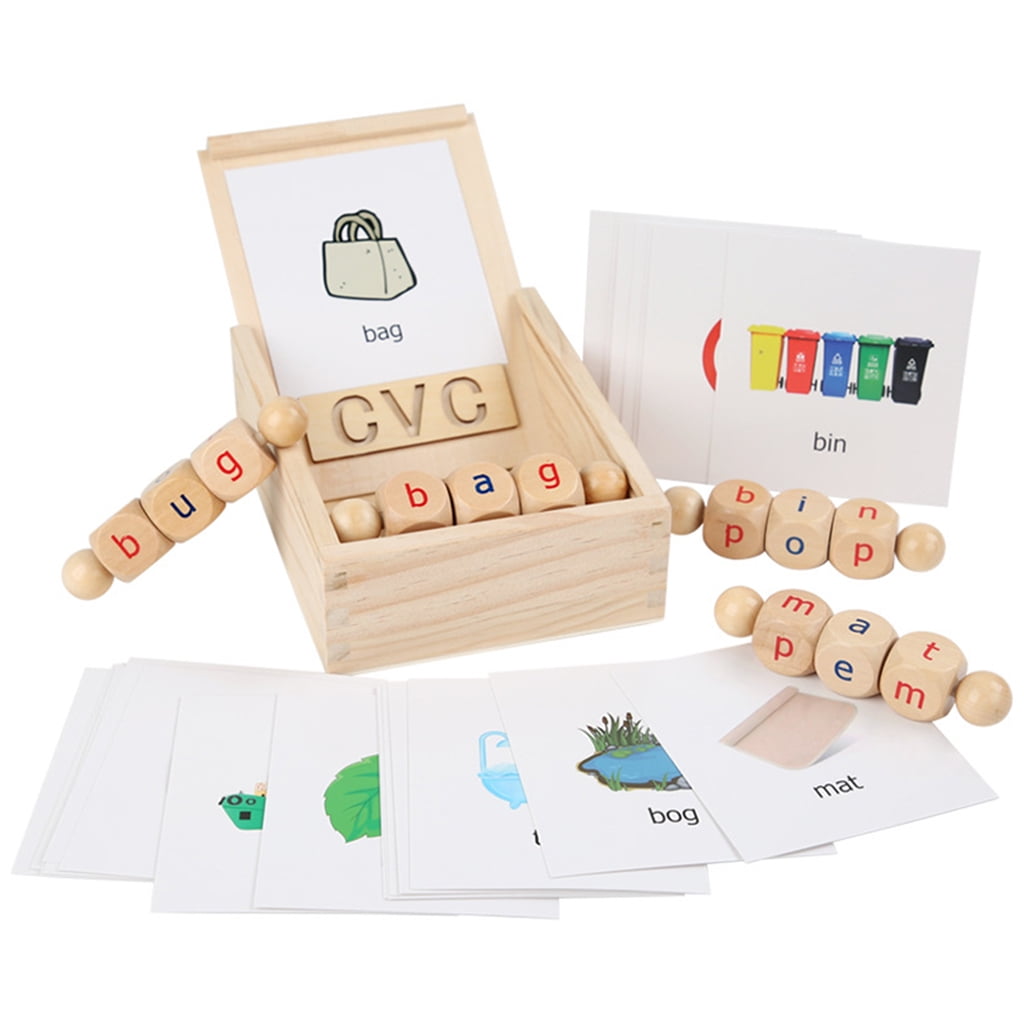 Montessori Wooden Spelling Games Learning Toys Spelling Games for Ages 2 3  4 - Walmart.com