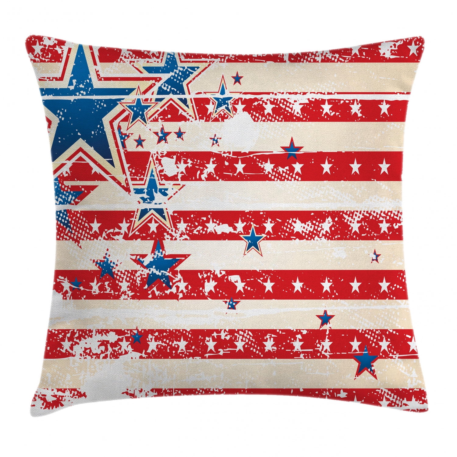 American Flag Decor Throw Pillow Cushion Cover, USA National Star