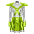 thumbnail image 3 of YiZYiF Women Halloween Robot Alien Cosplay Costume Shiny Metallic Tutu Dress Outerspace Cadet Outfit Green XL, 3 of 5