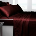 thumbnail image 3 of 6 Piece Sheet has Zipper Sheet Set, King Size 24 Inch Deep Pocket, 800 TC, Stripe Wine Color., 3 of 9