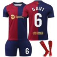 thumbnail image 1 of GZSL 2425 Barcelona Home Football Training Kit, Number # 6 Soccer Jerseys & Tops, Colorful Short-Sleeve Kids Football Jersey with White Lettering and Small Logo Three-Piece Set/26, 1 of 9
