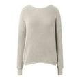 thumbnail image 4 of DuoJiaJ Women's New Backless Sweater Long Sleeved Knit Sweater Womens Fashion Beige L, 4 of 5
