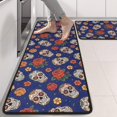 thumbnail image 2 of Kitchen Rugs Sets Of 2,Blue Skull Rose Flower Pattern Anti Fatigue Kitchen Mat Rugs Non Slip Washable,Decorative Kitchen Floor Mats for Kitchen,Sink,Laundry,17"x47"+17"x47", 2 of 5