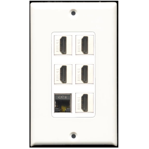 Ultra Spec Cables 5 Port HDMI 1 Shielded Cat6 Ethernet Wall Plate DecorZ