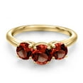 thumbnail image 3 of Gem Stone King 18K Yellow Gold Plated Silver Red Garnet Engagement Ring for Women | 2.10 Cttw | Round 6MM | Gemstone January Birthstone | Size 8, 3 of 6