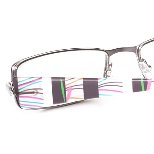 Calabria 845 Designer Women Rectangle Techno Reading Glasses with Hard Case 53mm
