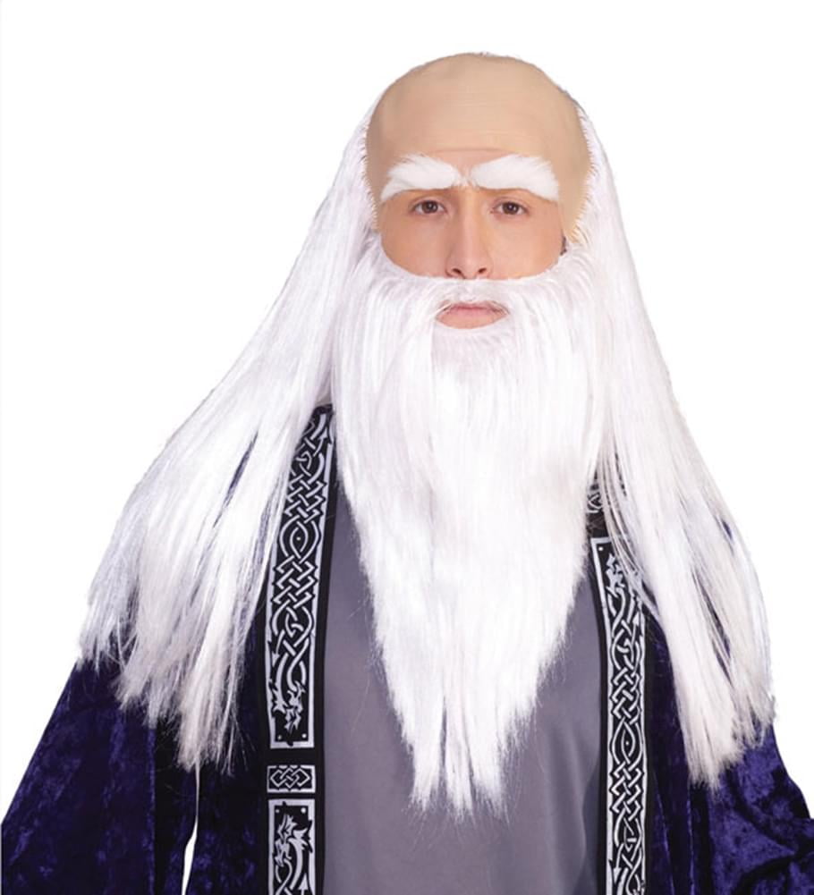 Wizard White Long Mustache Beard Boys Child Costume Wig Set