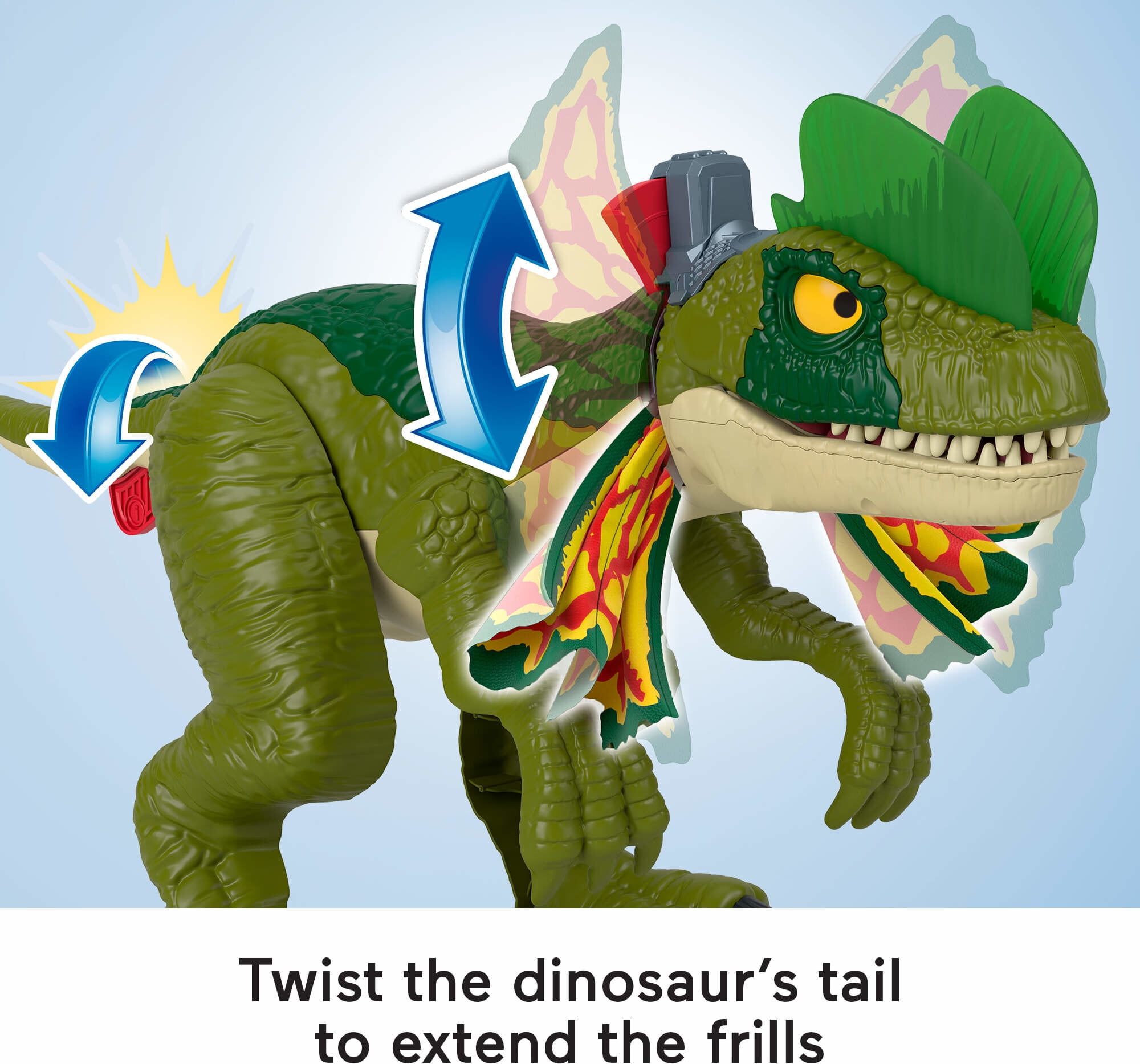Imaginext Jurassic World Thrash Attack Dilophosaurus Dinosaur Toy with Lights & Sounds for Kids  (图4)