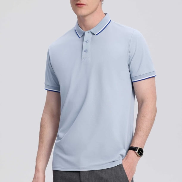 pstuiky Camisas de vestir de manga corta para hombre, Camisa informal de manga corta con botones y cuello vuelto para hombre, de color liso ropa de hombre m