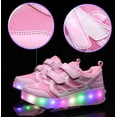thumbnail image 2 of Zapatillas de skate Ufatansy LED recargables para niños, dobles, rosas, 2 of 5