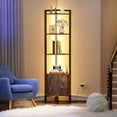 thumbnail image 4 of GARUISKY Estante Esquinero con Puertas y Luz LED, Librero de 5 Niveles con Estantes, Organizador de Estantes de 1.6m de Alto, Ideal para Esquinero para Sala, Dormitorio, Oficina (Color Marr&oacute, 4 of 7