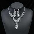 thumbnail image 1 of Zhuge Conjuntos de joyas nupciales con diamantes de imitación para mujer, collar de cristal, pendientes, conjuntos de joyas para bodas, regalos de dama de honor, conjunto de joyas, blanco, 1 of 4