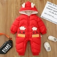thumbnail image 3 of Usaibhir Unisex Baby Snowsuit Infant Winter Cozy Jumpsuit Cute Deer Hooded Toddler Girls Boys Thicken Soft Outfit 0-12M, 3 of 5