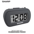 thumbnail image 2 of Reloj despertador digital Sharp – Caja de plástico táctil con acabado de goma suave – Funciona con pilas – Luz de fondo azul a pedido – Alarma ascendente – Fácil de usar – Negro carbón, 2 of 5