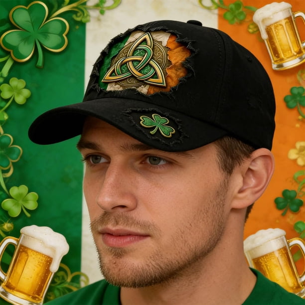 Gorra de béisbol para el Día de San Patricio | Gorra irlandesa para hombre y mujer | Diseño deportivo ajustable de perfil bajo | Bordado de trébol | Unisex (sirve para la mayoría de los adultos)