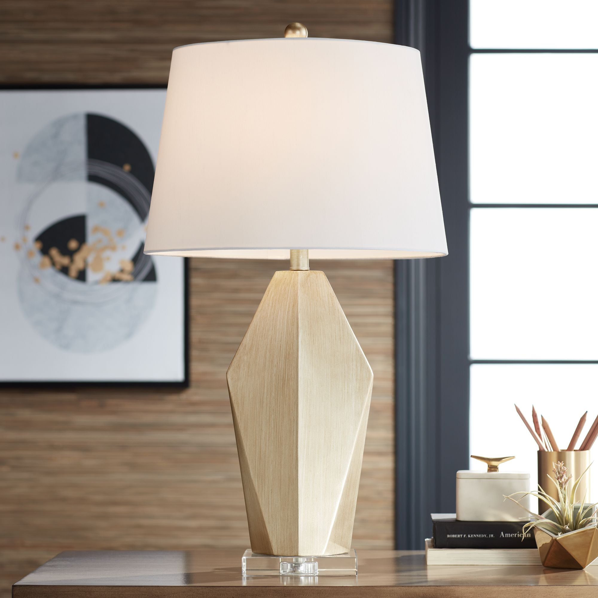 Possini Euro Design Modern Table Lamp Champagne Flattened