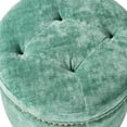 thumbnail image 4 of The Pioneer Woman Harper Round Velvet Storage Ottoman, Jade, 17.72 in, 4 of 10