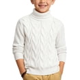 thumbnail image 2 of Atogsazn Toddler Baby Boys Knit Cotton Sweater Kids Turtleneck Thick Warm Long Sleeve Pullover Tops White 1-2 Years Fashion, 2 of 6