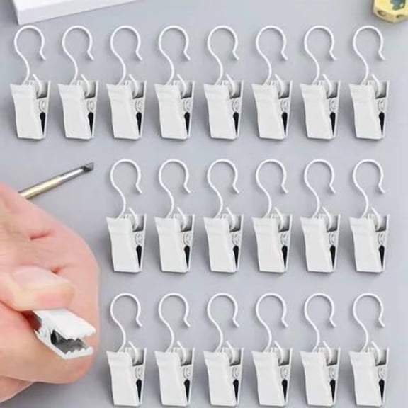 LOLIPPYY 40Pcs White Curtain Clips with Hooks for Home Use Metal Clips for Hanging Curtains Clothes and Photos