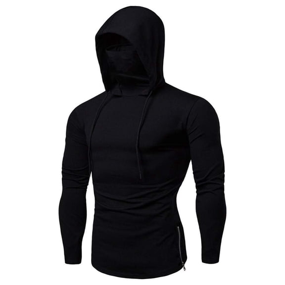 Men UPF 50  Hooded Turtleneck Rash Guard Long Sleeve Fishing Shirt UV Sun Protection Performance Athletic Sweatshirt