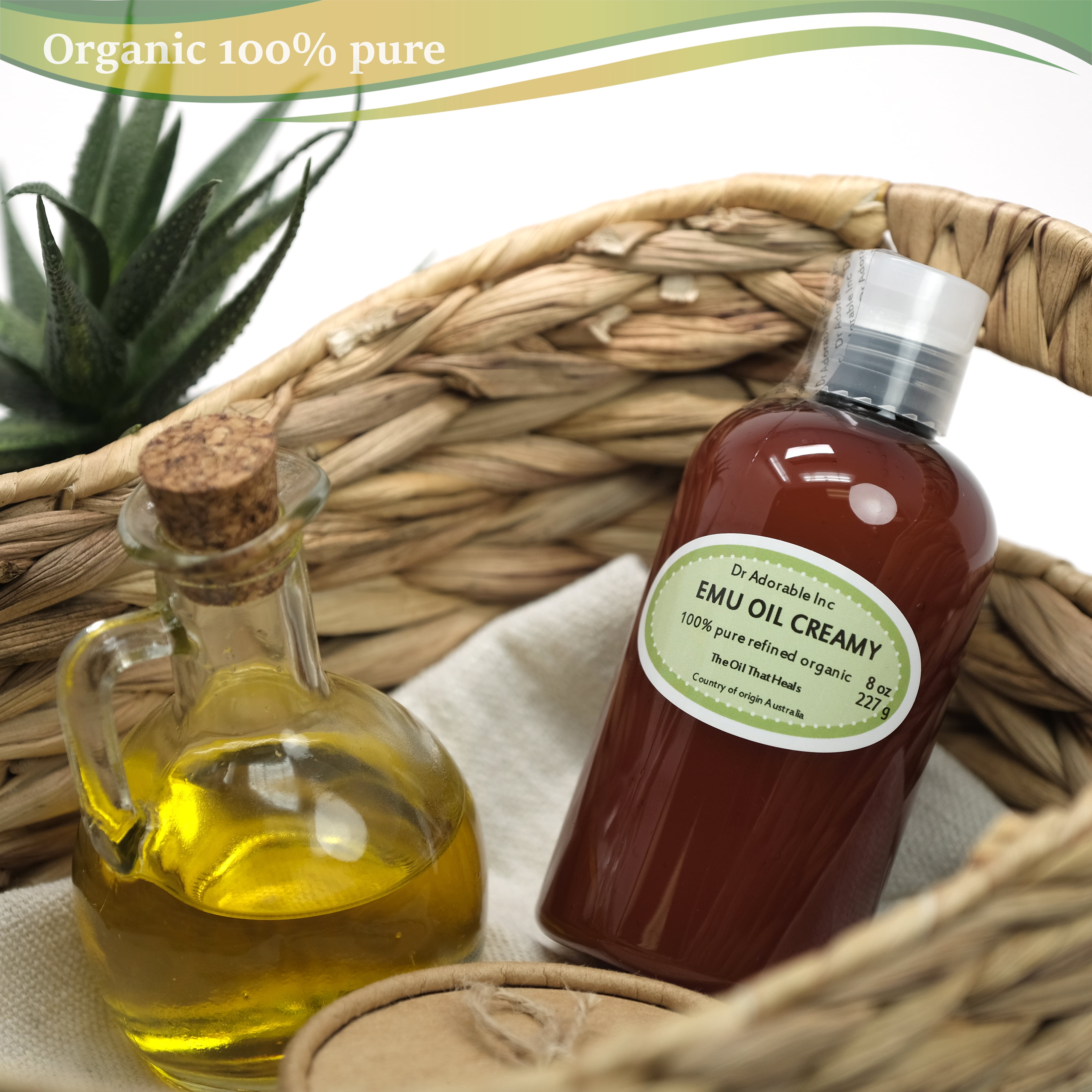 Dr Adorable - 8 oz - Australian Creamy Emu Oil - Triple Refined 100% Pure Organic Moisturizing Oil For Face Skin Hair