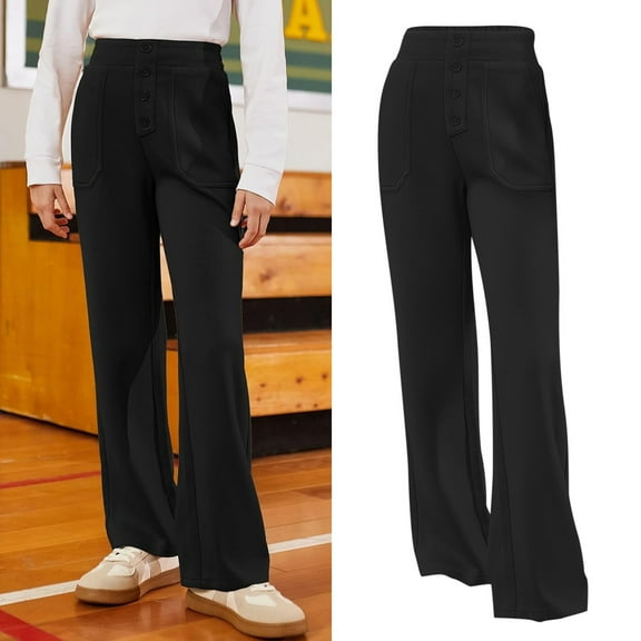 Kids Girls Uniform Pants Skinny Pants Kids Dress Pants With Pockets Flare Leg Pants Girls Gray Pants Back To School Outfits For Girls Kids Girls Pants Size 7-8 Years