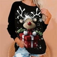 thumbnail image 6 of asdoklhq Thanksgiving Sweaters for Women Christmas Fashion Casual Print Round Neck Loose Long Capless Sweatshirt Sleeve Black M, 6 of 7