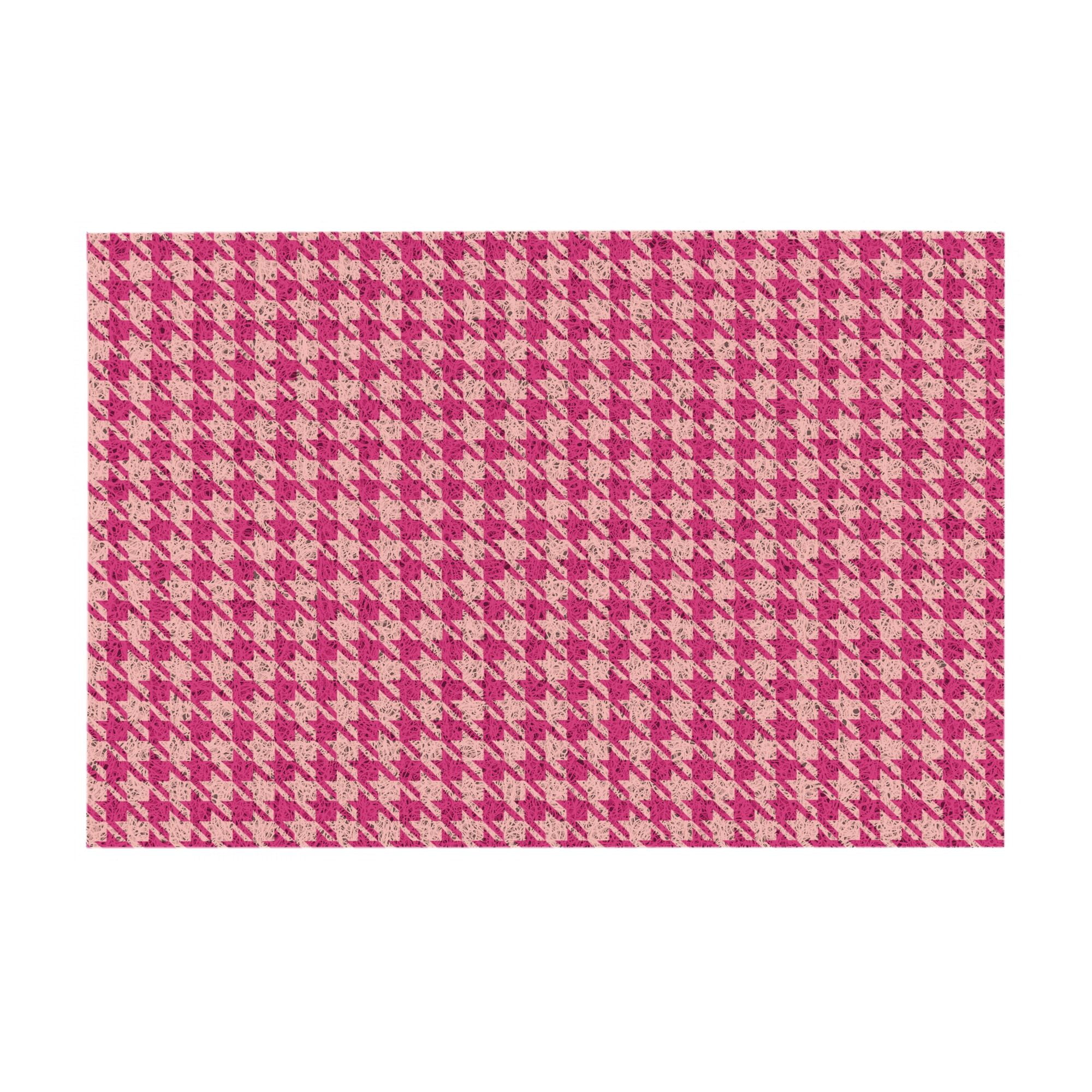 XMXY Front Door Mat Outdoor Entrance, Pink Houndstooth Indoor PVC