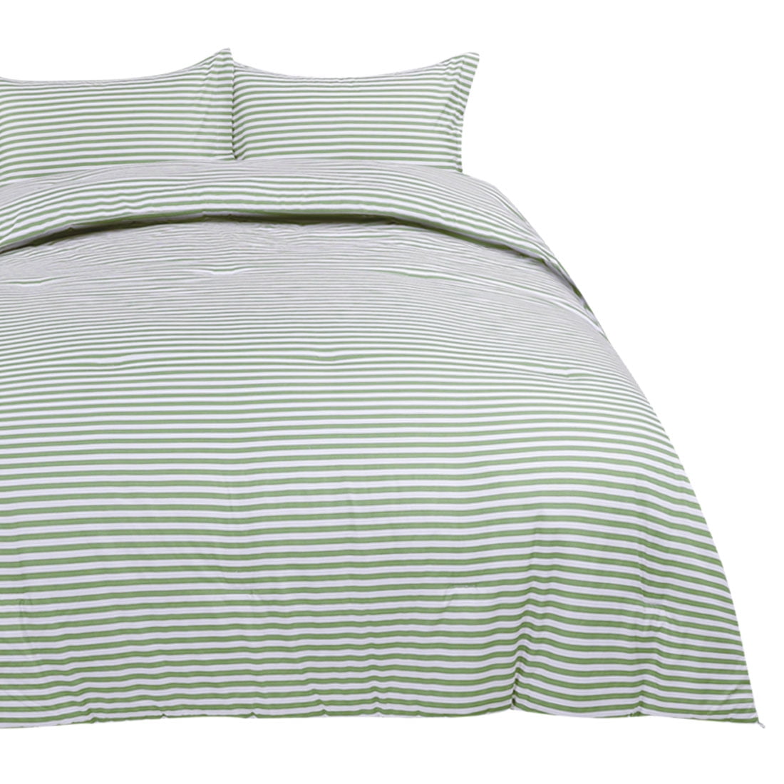 Unique Bargains 3PC Stripe Comforter Set, Queen, Polyester, Green