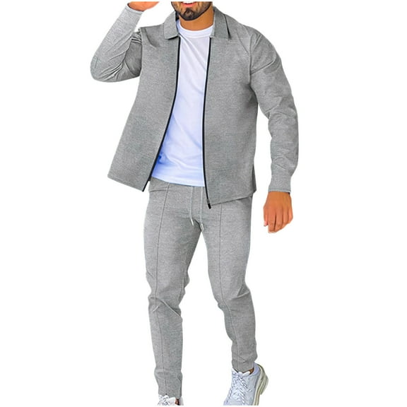 Men's Tracksuits Fashion Long Sleeve Zip Up Jacket and Drawstring Sweatpants Athletic Jogging Suits with Pockets