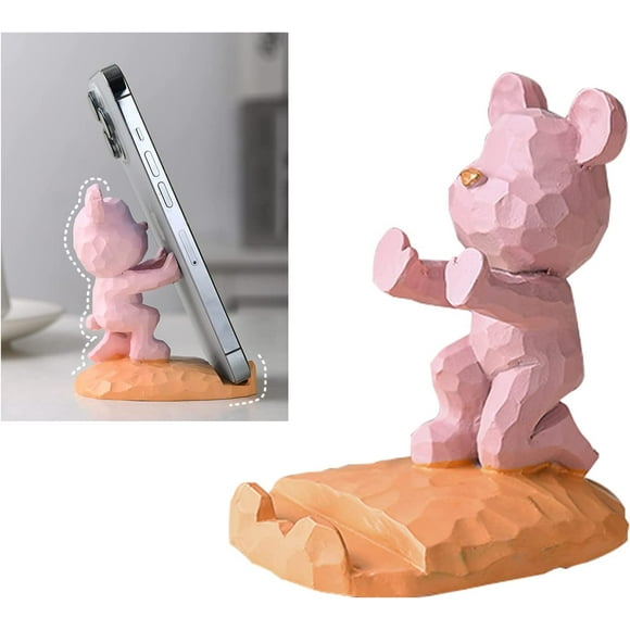 NETSENG Cute bear phone holder desktop decoration universal desktop phone holder (pink, support palm)
