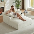 thumbnail image 2 of Aukfa Oversized Chaise Lounge Chair Indoor, 66" Boneless Sofa Couch with Cup Holders and 3Pillows for Living Room, Beige, 2 of 8
