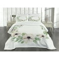 thumbnail image 3 of Ambesonne Anemone Flower Quilted Bedspread Set 3 Pcs, Fresh Plants, King Size, Green Peach Black, 3 of 5
