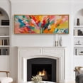 thumbnail image 3 of Large Framed Canvas Print Abstract Watercolor LandscapeWall Art Decorative Ready to Hang Painting for Living room Bedroom 60x20 inches Natural Frame, 3 of 7
