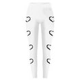 thumbnail image 4 of Women Valentine's Day Leggings Casual Solid with Side Heart Print Trousers Slim Elastic High Wais Stretch Long Boot Pants A-White M, 4 of 5
