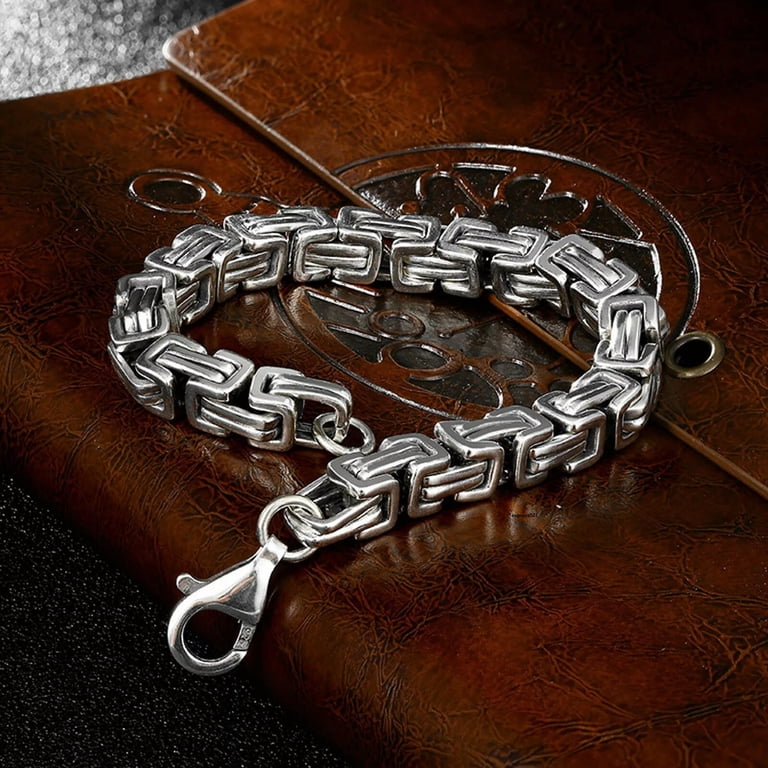 HOOUN Solid 925 Sterling Silver Chain Men 6mm Square Byzantine