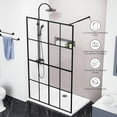 thumbnail image 4 of Goodyo 46" X 72" Shower Door Fixed Walk-in Tempered Glass Shower Screen,  Black Finish Aluminum Framed, 4 of 7