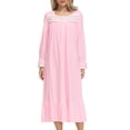 thumbnail image 2 of Pompotops Robe Décontractée à Manches Longues pour Femmes Col Carré Mi-Mollet Tenue de Maison en Solde, 2 of 4