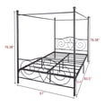 thumbnail image 3 of Queen Canopy Bed Frame, Four-Poster Platform Bed Frame with Headboard Footboard and Center Support Legs, Black Canopy Bed forTeens Adults, Weight Capacity 450 Pounds, 3 of 7