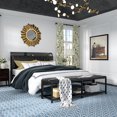 thumbnail image 3 of VECELO 2-Piece Bedroom Sets, Queen Size Bed Frame with Storage Bench, Leather Bedframe with Charging Stations, Black, 3 of 10