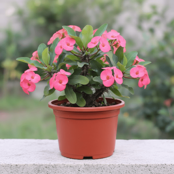 Pink Crown of Thorn Live Plant, Pink Flower Plant, 2 inch Pot for Outdoor Planting